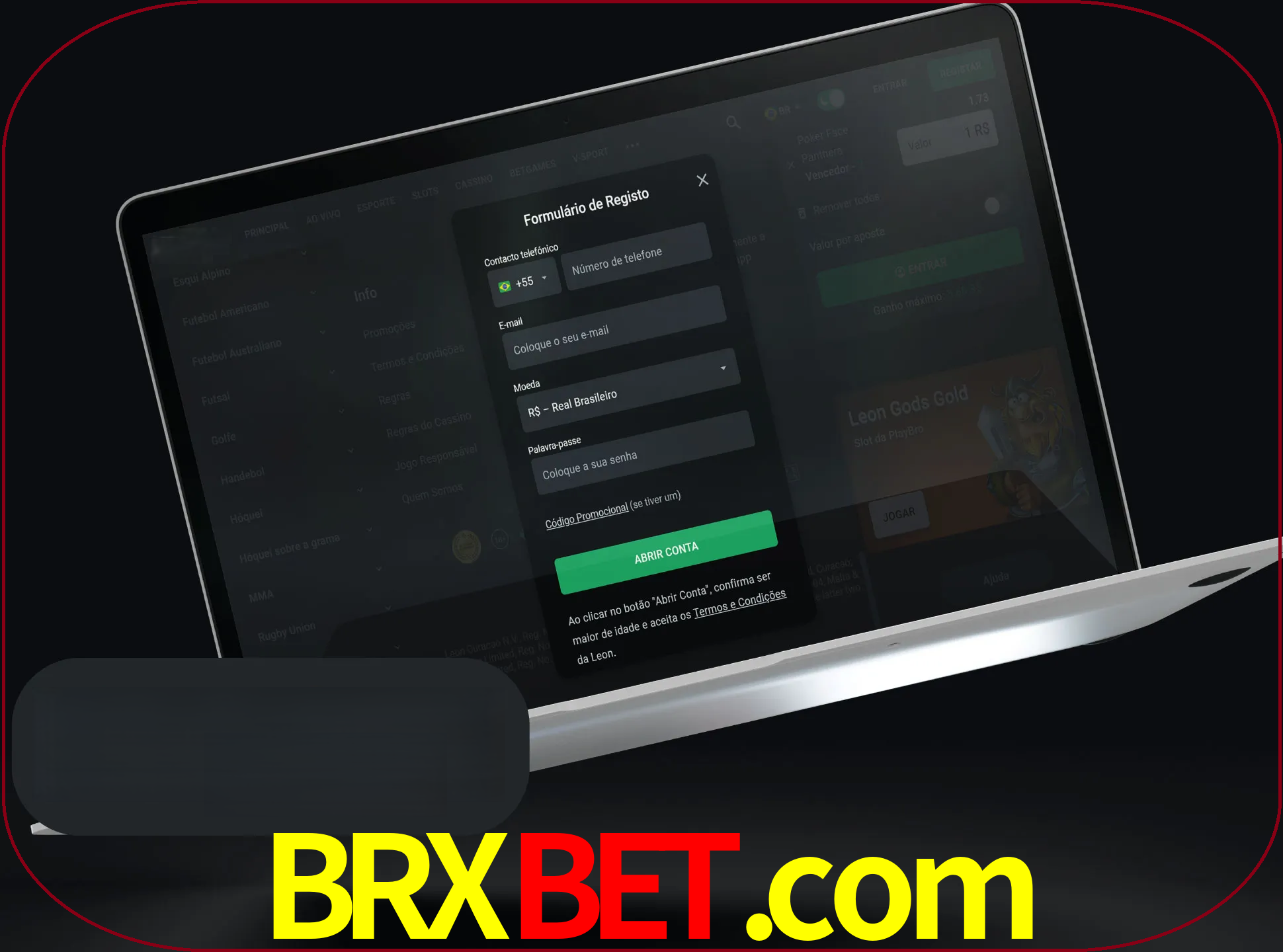 Abra o site da LeonBet e crie sua própria conta.